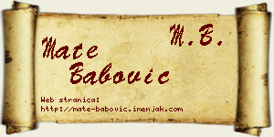 Mate Babović vizit kartica